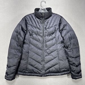 Eddie Bauer‎ Premium Goose Down Puffer Jacket Mens Sz Medium Black Hiking Trail